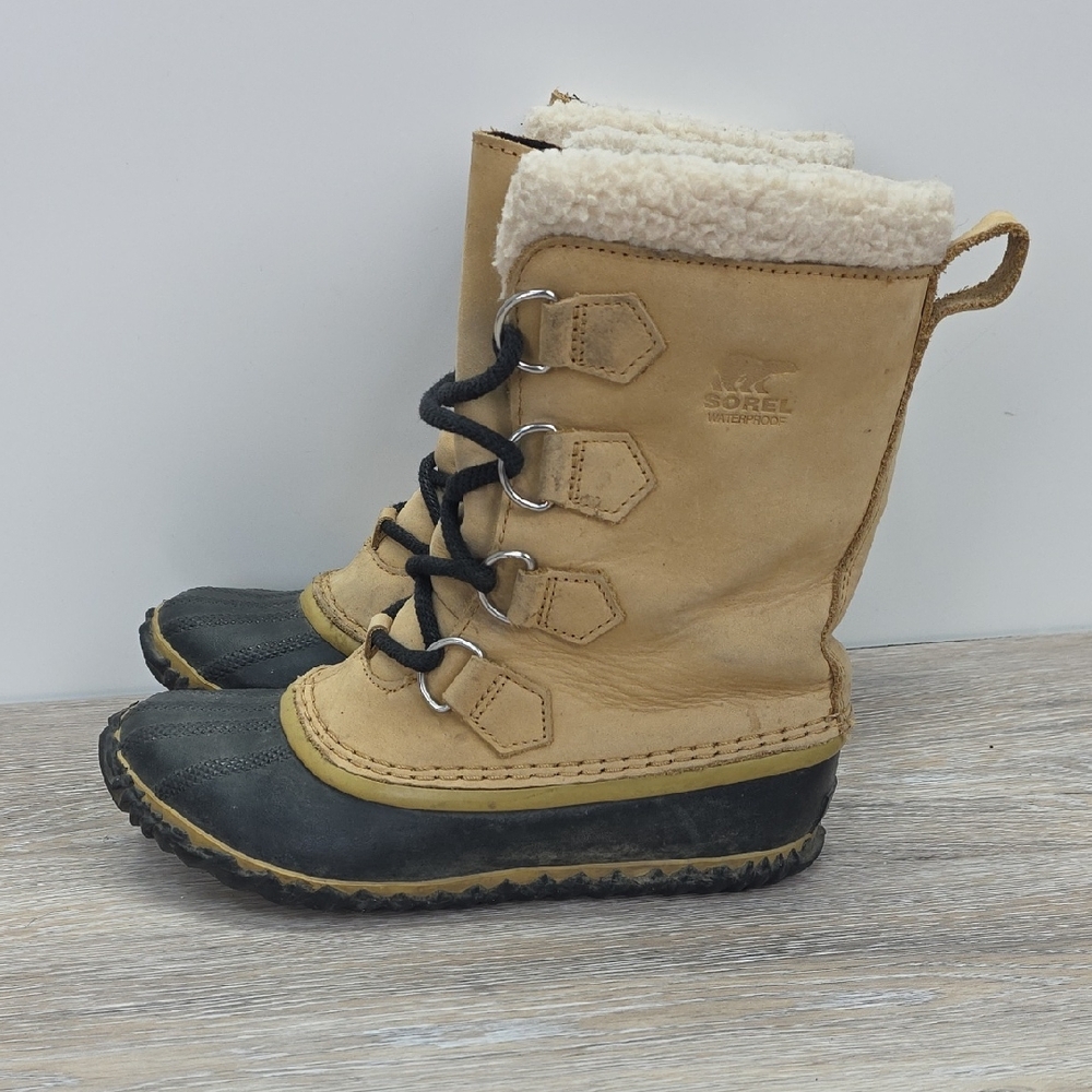 SOREL 1964 Pac 2 Waterproof Winter/Rain/Snow Boots | Tan Leather Sherpa Trim 6.5